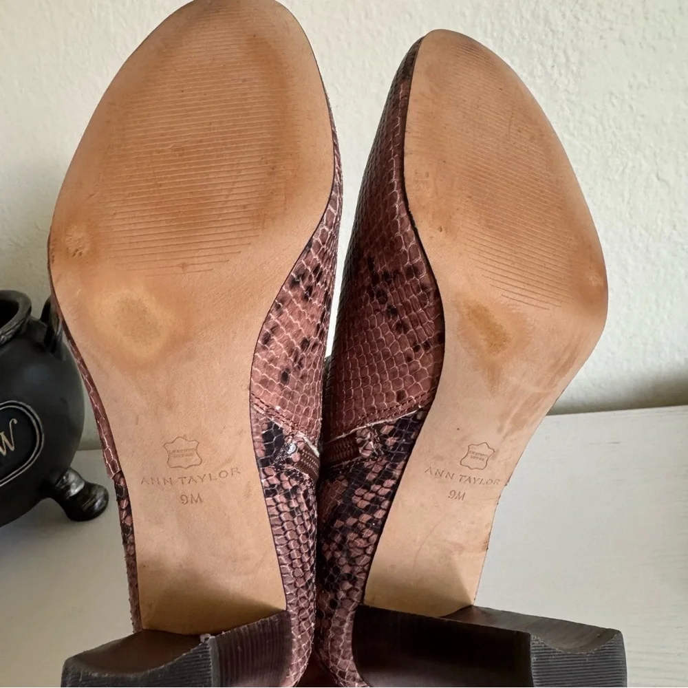 Ann Taylor | Tallulah Snakeskin Embossed Leather Booties